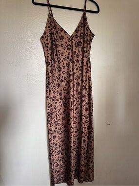 Brown Leopard Print Slip Dress